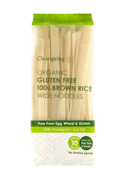 Clearspring Organic Gluten Free 100% Brown Rice Wide Noodles 200g