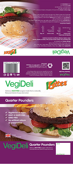Vbites Meat Free Quarter Pounder Burgers 228g