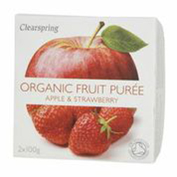 Clearspring Organic Fruit Puree Apple & Strawberry 2x100g